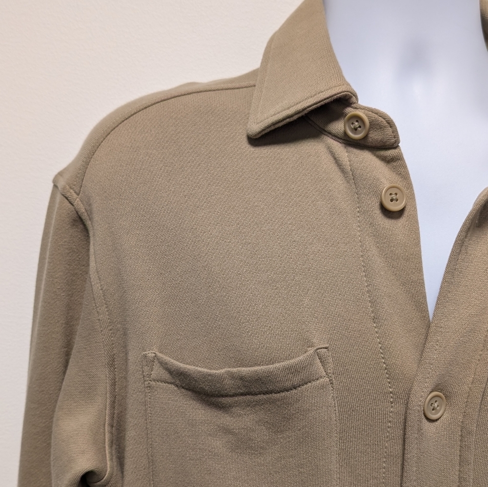 Old Navy Fleece Shacket Soft Button Down Khaki NEW Men's M - Picture 2 of 13